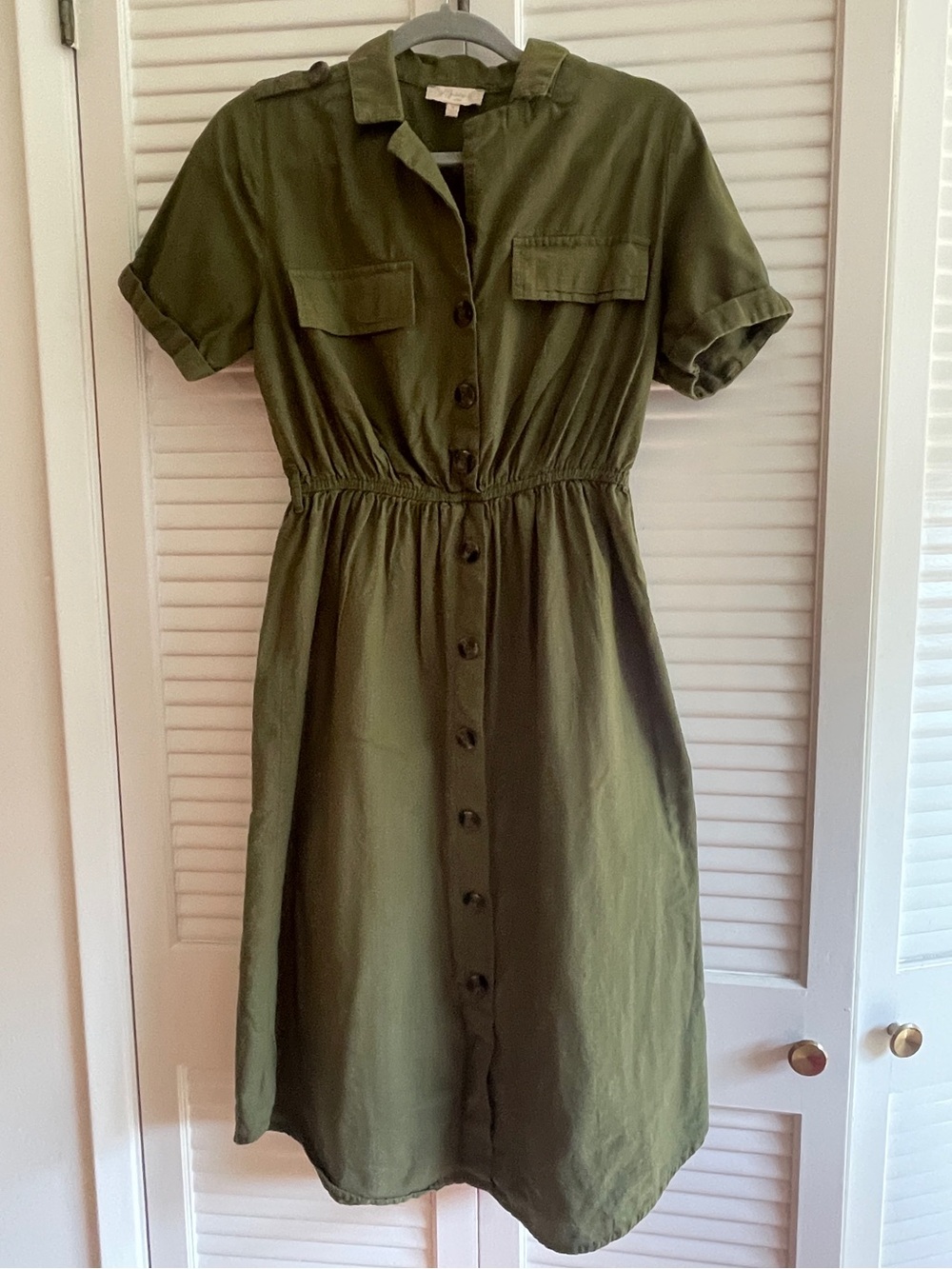 Olive Green Utility Dress 100% cotton